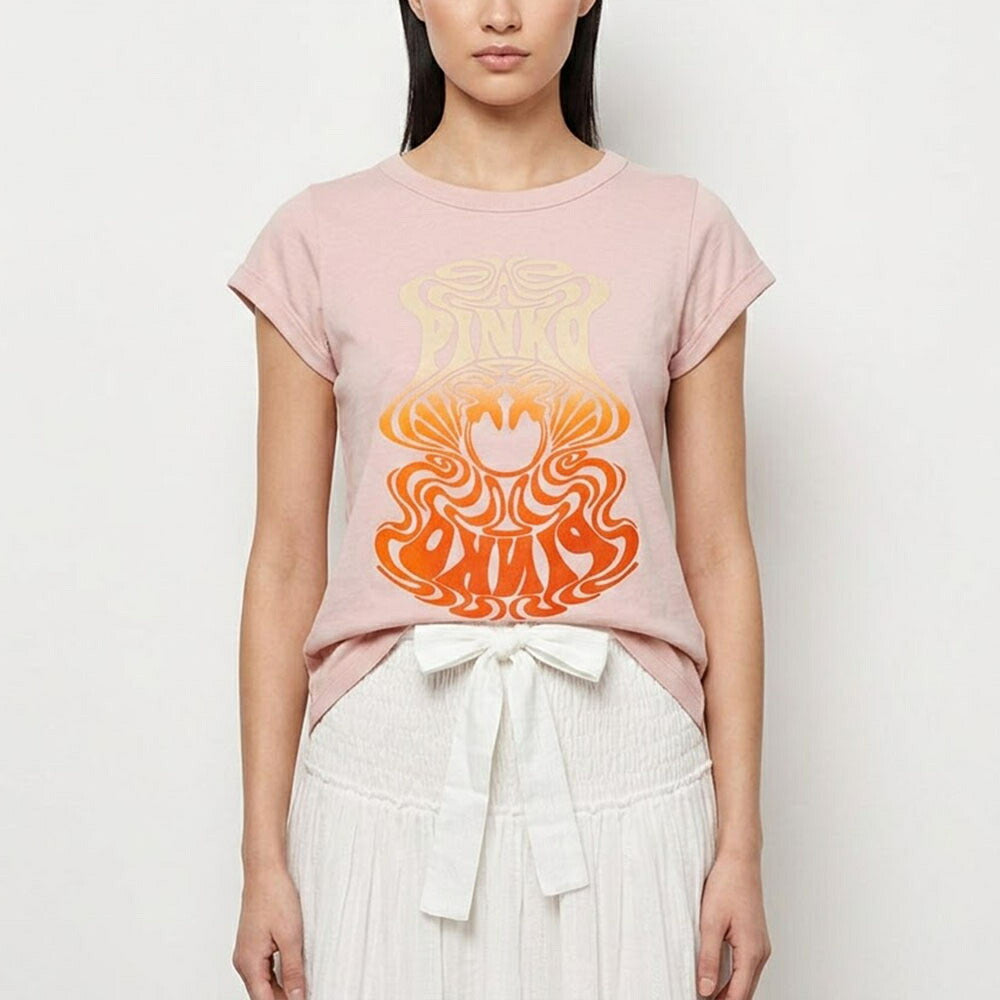 PINKO Tシャツ ピンク ロゴ プリント 半袖 1G1870-Y6K7