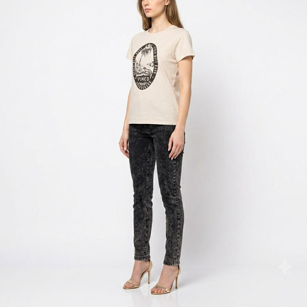 PINKO ピンコ レディース トップス Tシャツ・カットソー オフホワイト ロゴ プリント 半袖 1Q10D1-Z414