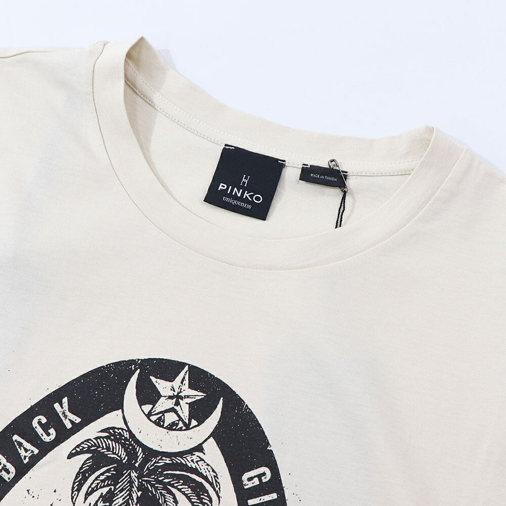 PINKO ピンコ レディース トップス Tシャツ・カットソー オフホワイト ロゴ プリント 半袖 1Q10D1-Z414