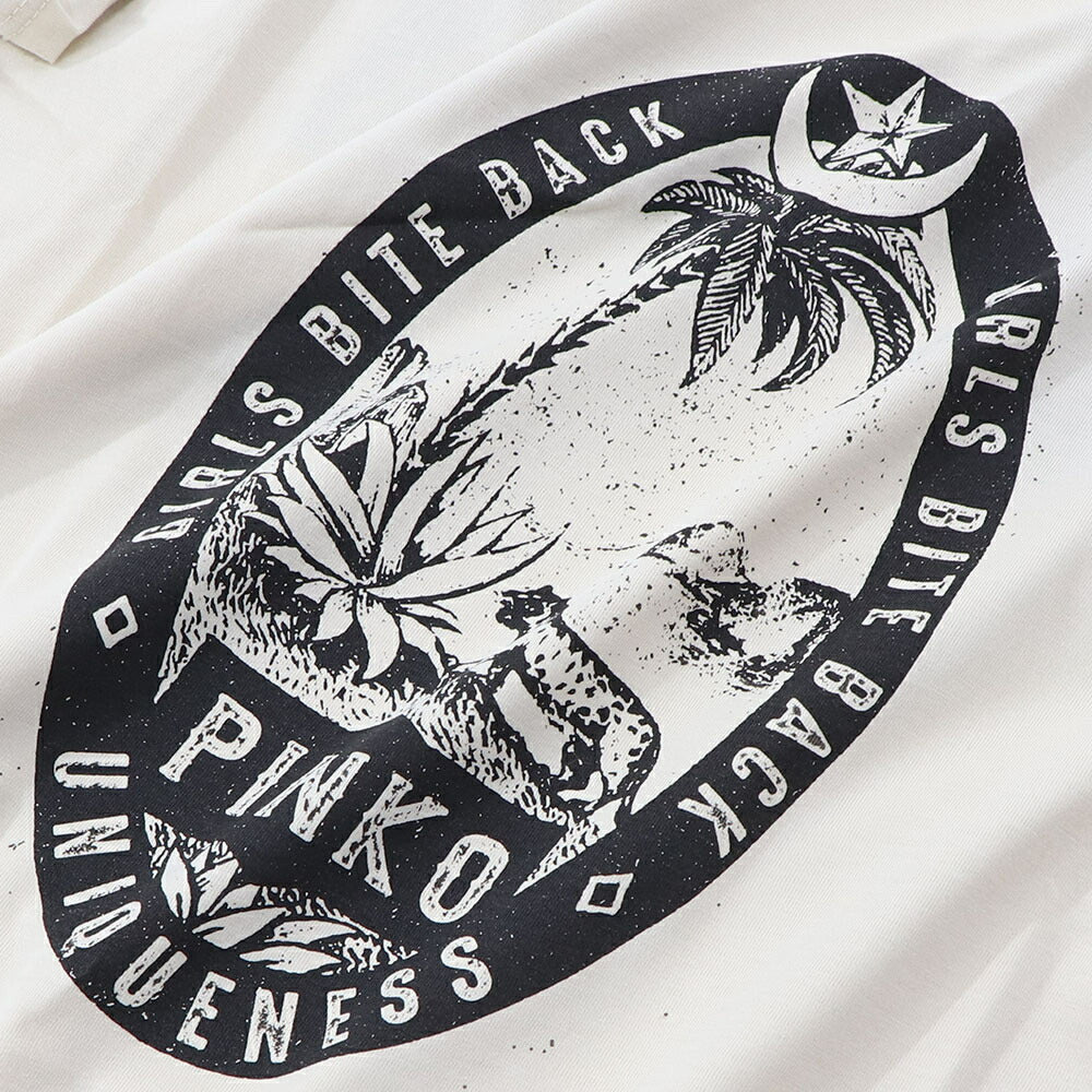 PINKO ピンコ レディース トップス Tシャツ・カットソー オフホワイト ロゴ プリント 半袖 1Q10D1-Z414