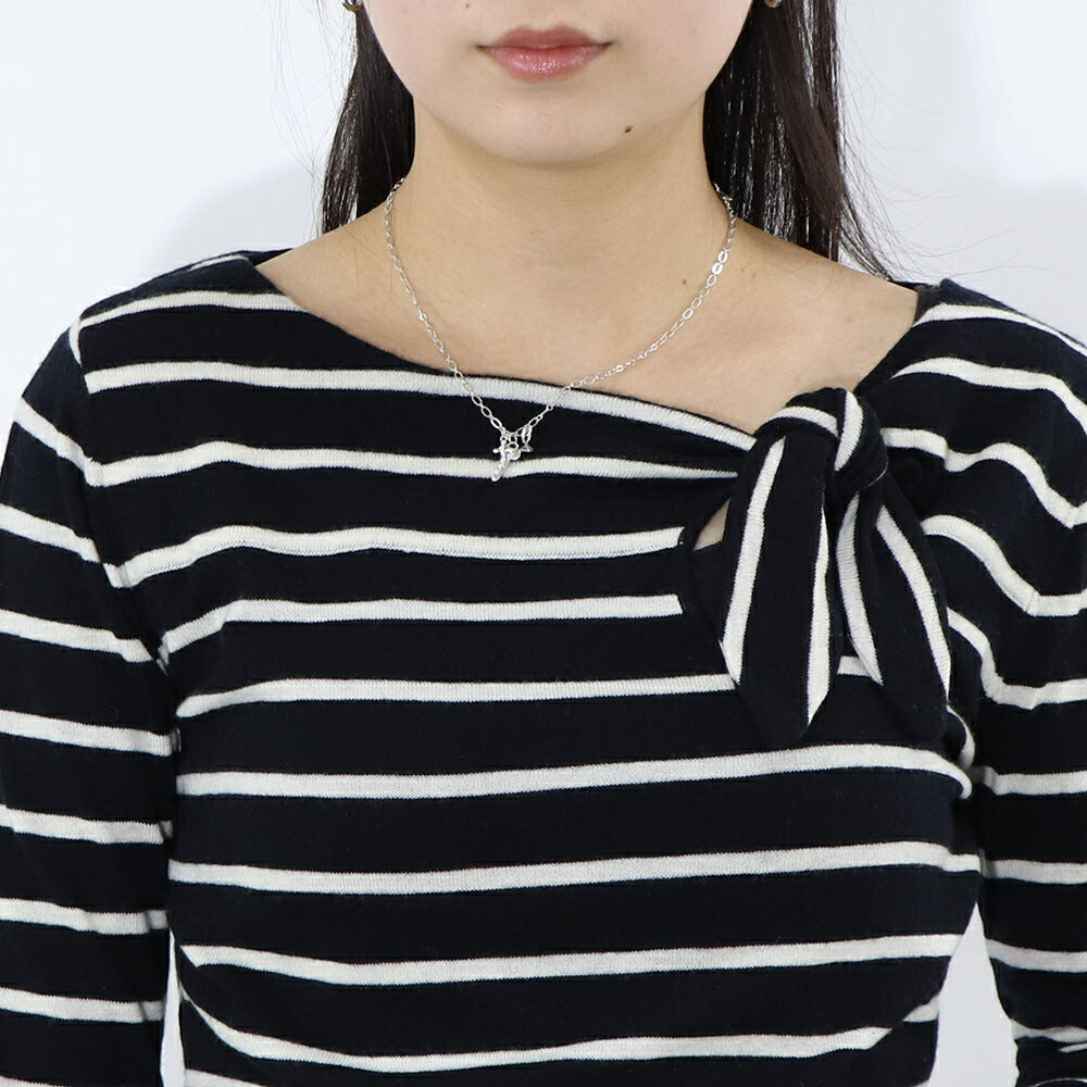 PINKO ニット ブラック ボーダー リボン 100518-A0LU