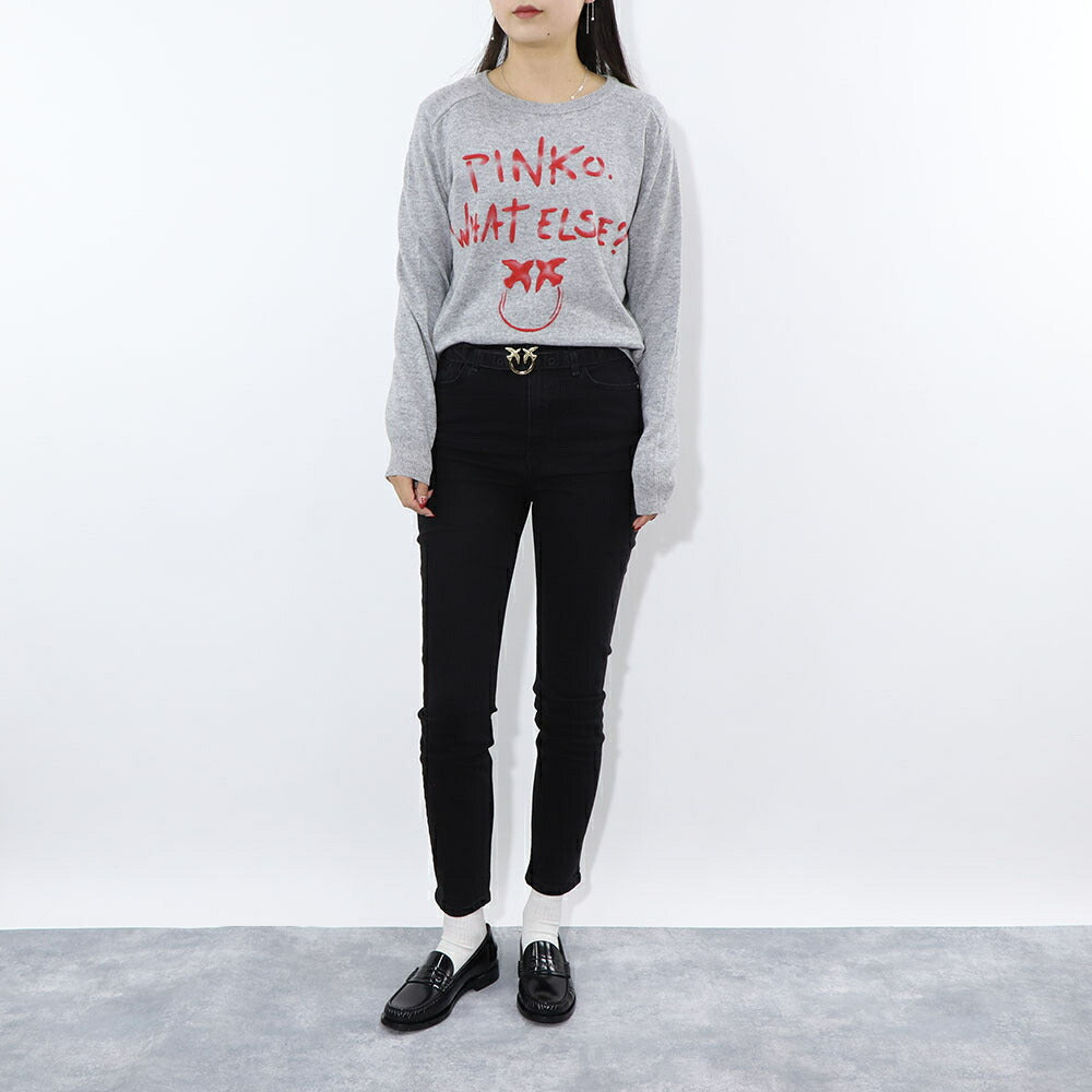 PINKO ニット グレー ロゴ ウール カシミヤ 1G16WZ-Y7GZ