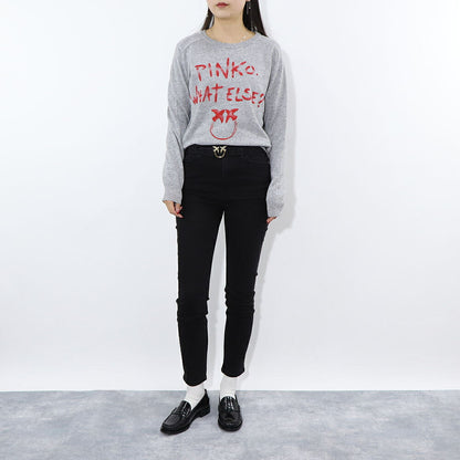 PINKO ニット グレー ロゴ ウール カシミヤ 1G16WZ-Y7GZ