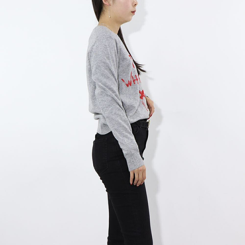 PINKO ニット グレー ロゴ ウール カシミヤ 1G16WZ-Y7GZ