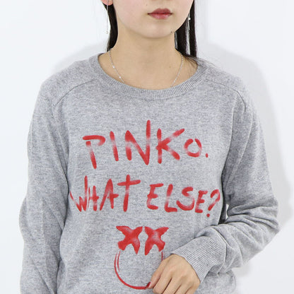 PINKO ニット グレー ロゴ ウール カシミヤ 1G16WZ-Y7GZ