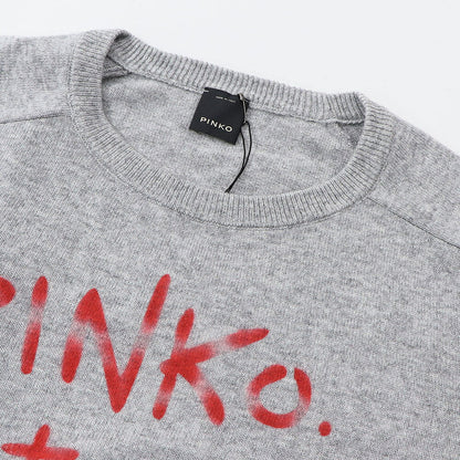 PINKO ニット グレー ロゴ ウール カシミヤ 1G16WZ-Y7GZ