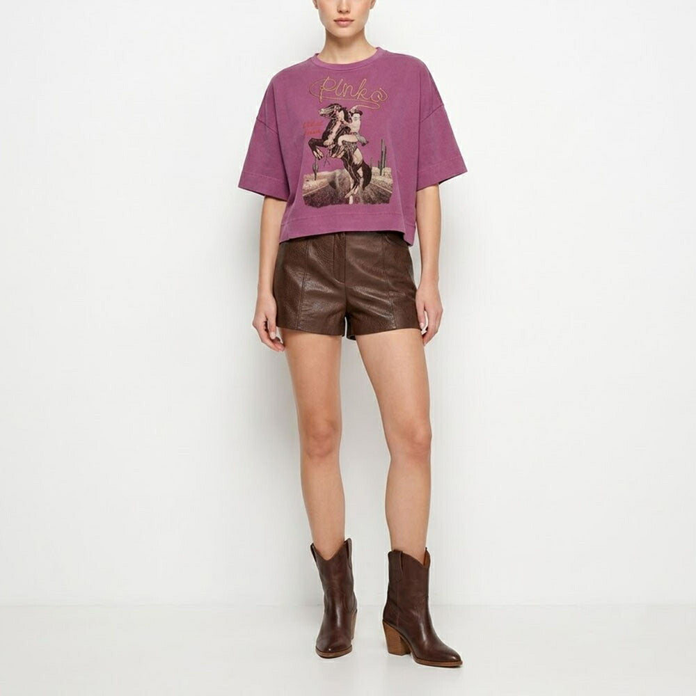 PINKO ピンコ レディース トップス Tシャツ・カットソー パープル ロゴ クロップド丈 半袖 1G18BL-Y7WQ