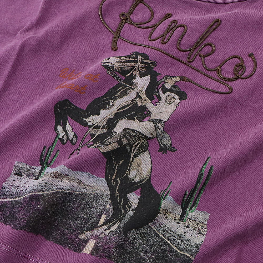 PINKO ピンコ レディース トップス Tシャツ・カットソー パープル ロゴ クロップド丈 半袖 1G18BL-Y7WQ