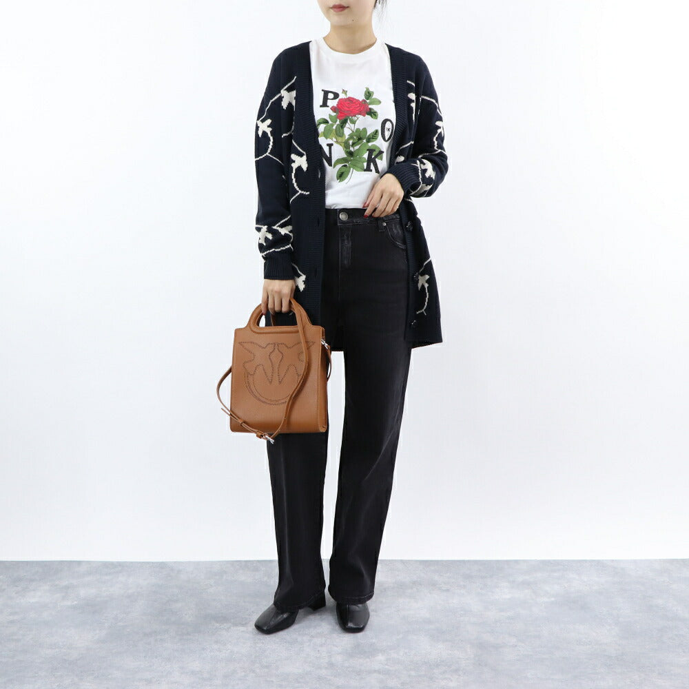 PINKO ネイビー ロゴ ニットカーディガン オーバーサイズ 1G17MT-Y7VF