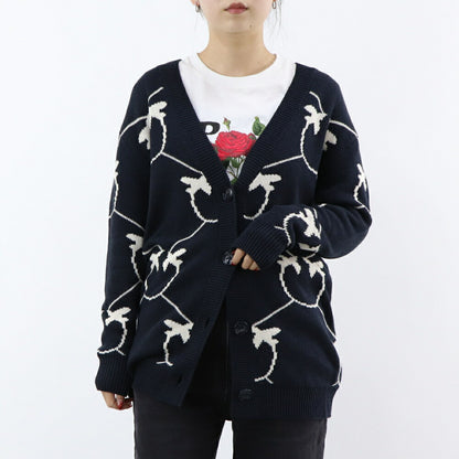 PINKO ネイビー ロゴ ニットカーディガン オーバーサイズ 1G17MT-Y7VF