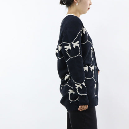 PINKO ネイビー ロゴ ニットカーディガン オーバーサイズ 1G17MT-Y7VF