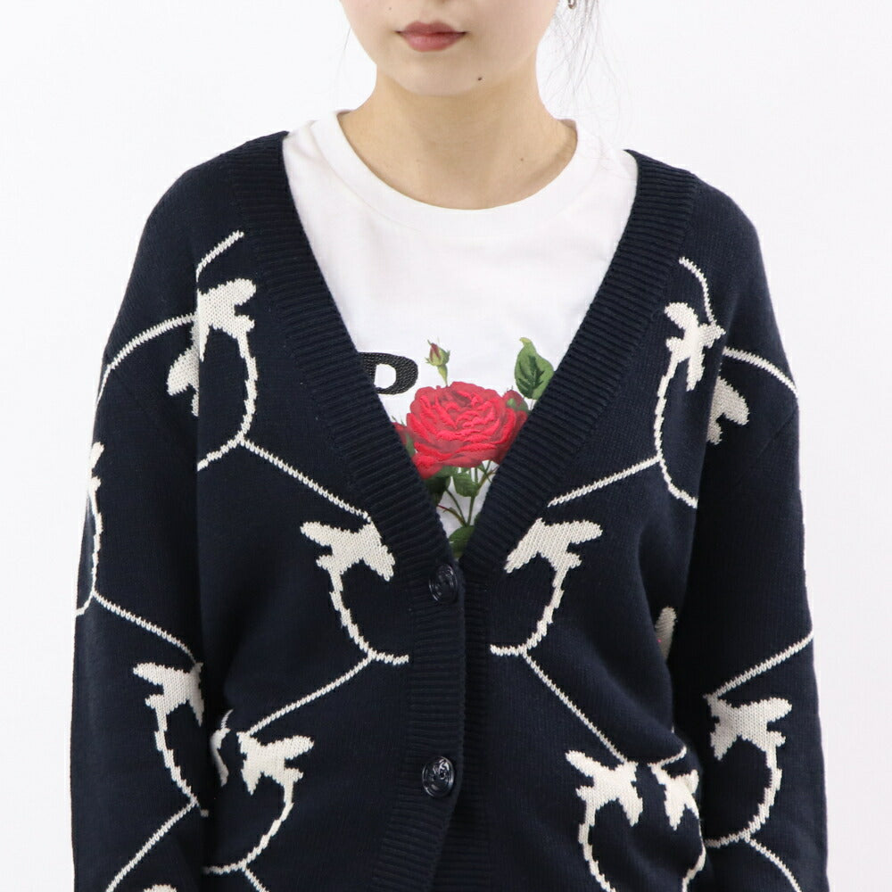 PINKO ネイビー ロゴ ニットカーディガン オーバーサイズ 1G17MT-Y7VF