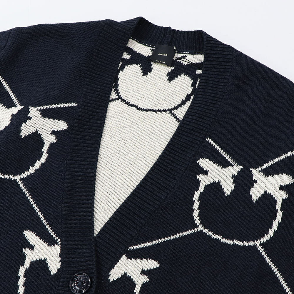 PINKO ネイビー ロゴ ニットカーディガン オーバーサイズ 1G17MT-Y7VF