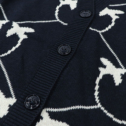 PINKO ネイビー ロゴ ニットカーディガン オーバーサイズ 1G17MT-Y7VF