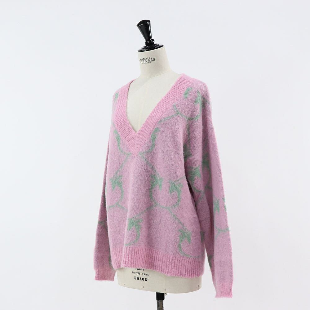 PINKO ブラック ピンク ロゴ シャギーニット 1G17UD-A007