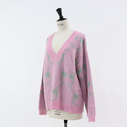 PINKO ブラック ピンク ロゴ シャギーニット 1G17UD-A007