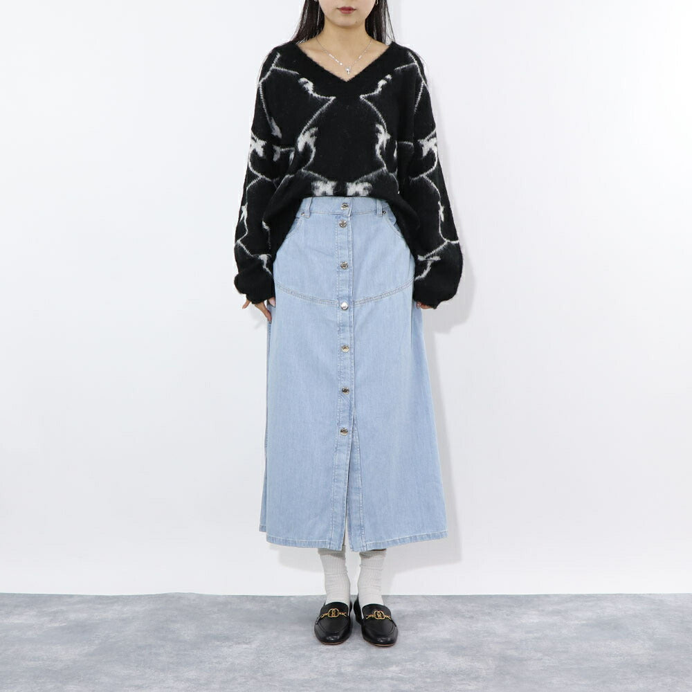 PINKO ブラック ピンク ロゴ シャギーニット 1G17UD-A007