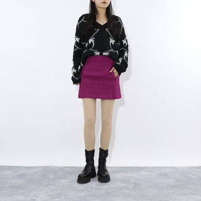 PINKO ブラック ピンク ロゴ シャギーニット 1G17UD-A007