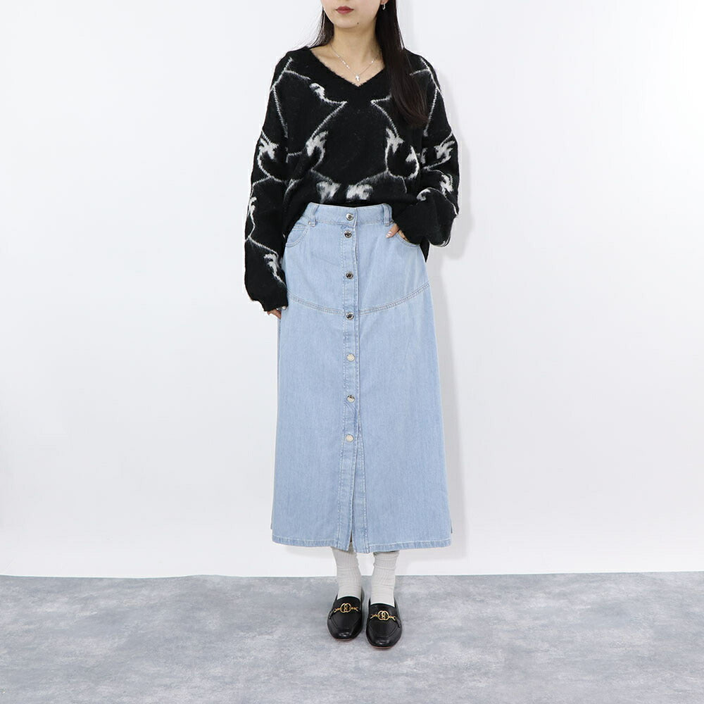 PINKO ブラック ピンク ロゴ シャギーニット 1G17UD-A007