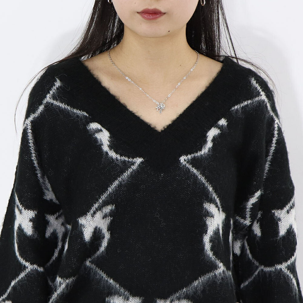 PINKO ブラック ピンク ロゴ シャギーニット 1G17UD-A007