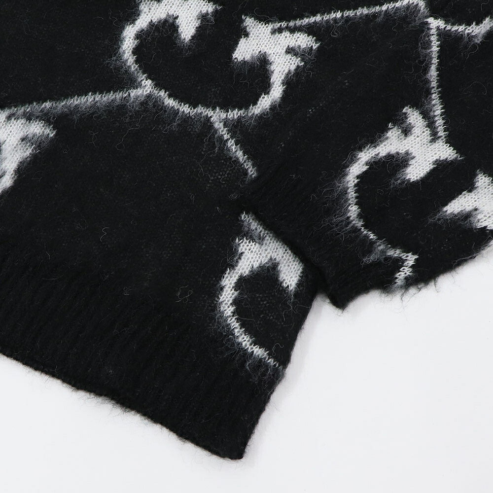 PINKO ブラック ピンク ロゴ シャギーニット 1G17UD-A007