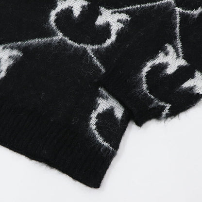 PINKO ブラック ピンク ロゴ シャギーニット 1G17UD-A007