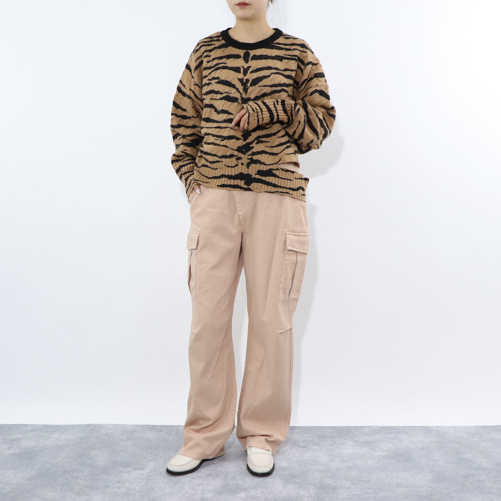 PINKO ニット ブラウン ゼブラ柄 オーバーサイズ ダメージ加工 1G18C4-A07M