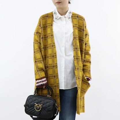 PINKO イエロー ニットカーディガン チェック柄 1G167N-Y772