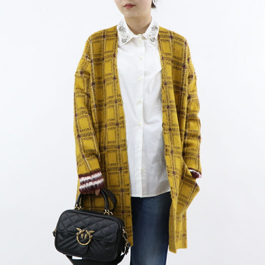 PINKO イエロー ニットカーディガン チェック柄 1G167N-Y772