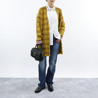 PINKO イエロー ニットカーディガン チェック柄 1G167N-Y772