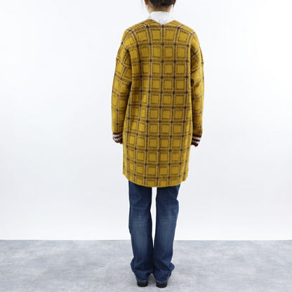 PINKO イエロー ニットカーディガン チェック柄 1G167N-Y772