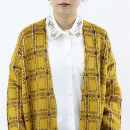 PINKO イエロー ニットカーディガン チェック柄 1G167N-Y772