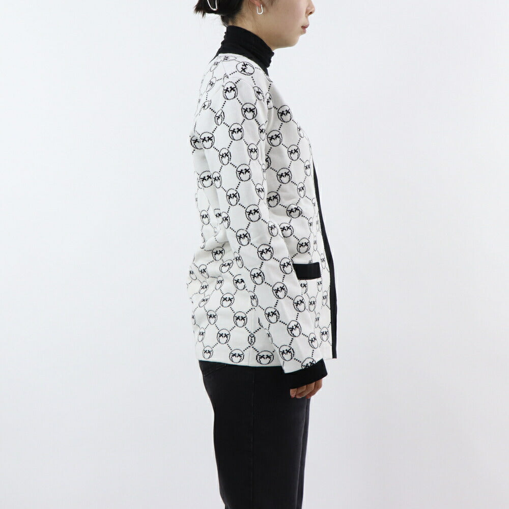 PINKO カーディガン ホワイト ロゴ ラインストーン 100446-A0KS