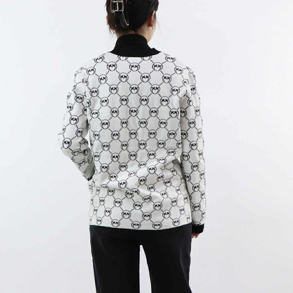 PINKO カーディガン ホワイト ロゴ ラインストーン 100446-A0KS