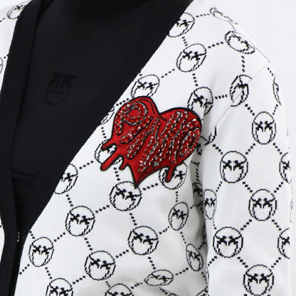 PINKO カーディガン ホワイト ロゴ ラインストーン 100446-A0KS