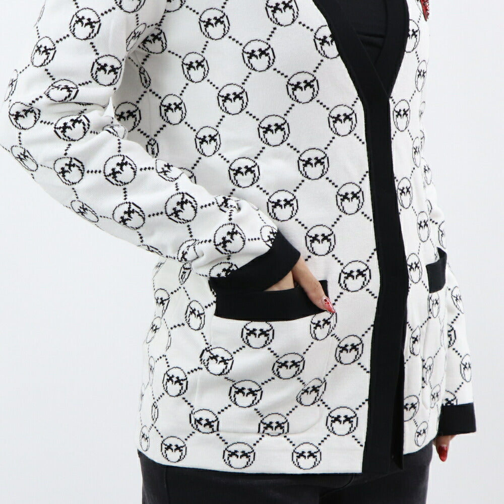 PINKO カーディガン ホワイト ロゴ ラインストーン 100446-A0KS