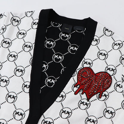 PINKO カーディガン ホワイト ロゴ ラインストーン 100446-A0KS