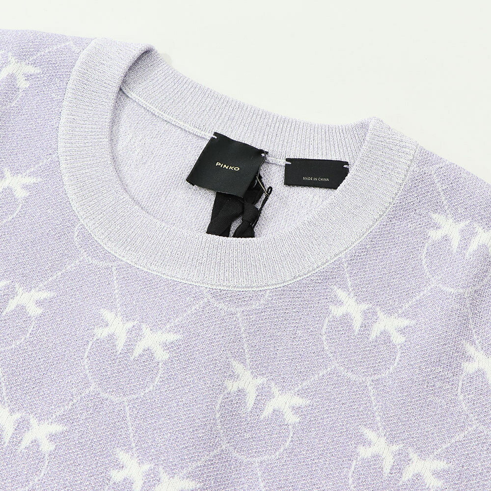 PINKO ピンコ レディース トップス ニット パープル 半袖ニット ロゴ キラキラ 100215-A0IT