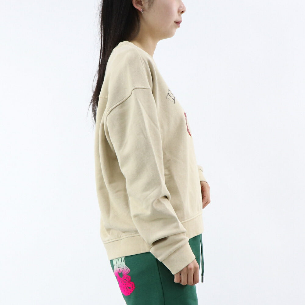 PINKO トレーナー ベージュ ロゴ ラインストーン オーバーサイズ 100352-A0L6