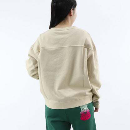 PINKO トレーナー ベージュ ロゴ ラインストーン オーバーサイズ 100352-A0L6