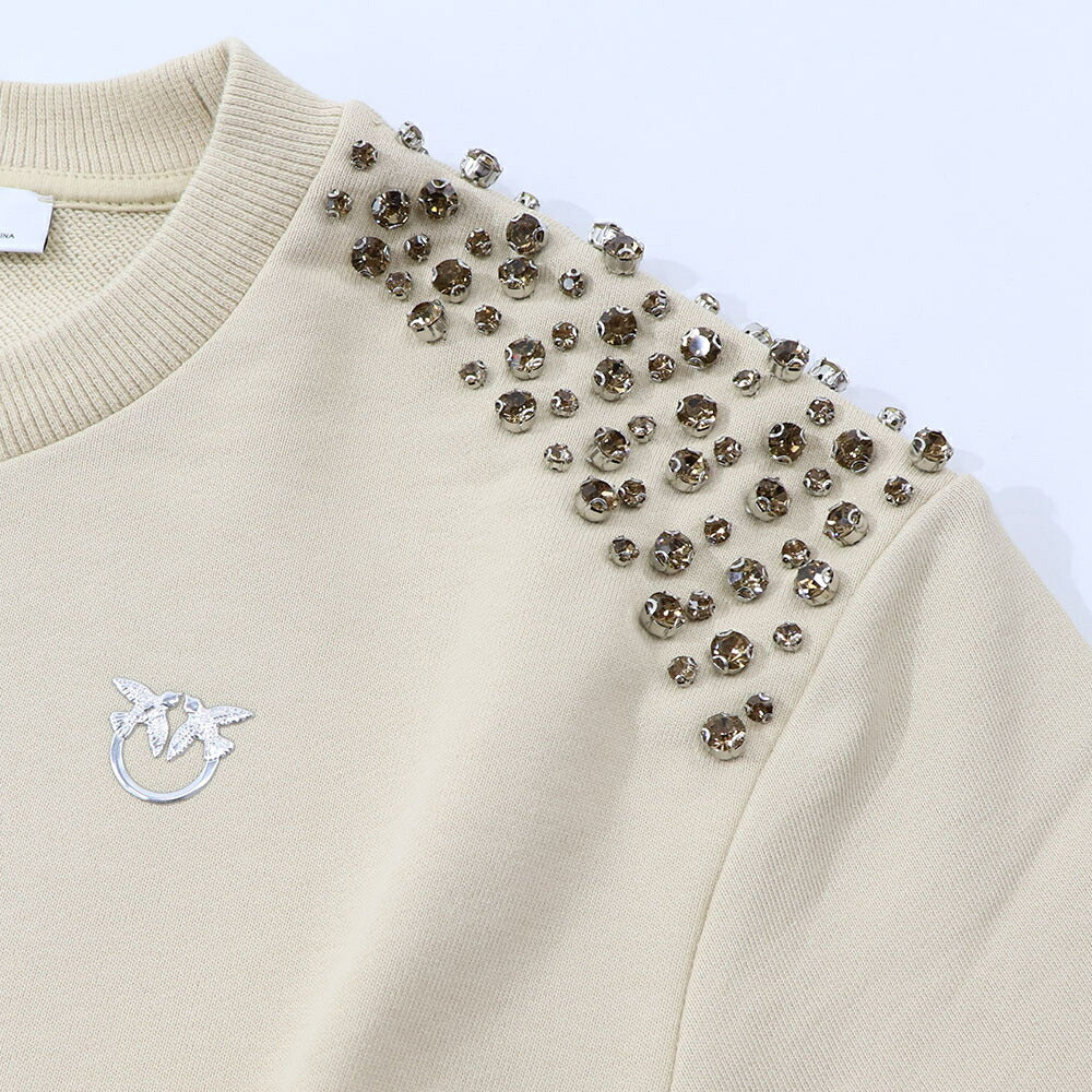 PINKO ピンコ レディース トップス スウェット・トレーナー ベージュ ラインストーン キラキラ クロップド丈 100374-A0L7