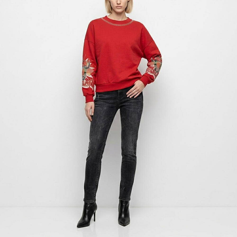 PINKO ピンコ レディース トップス スウェット・トレーナー レッド スタッズ プリント オーバーサイズ 1G15BK-Y54B