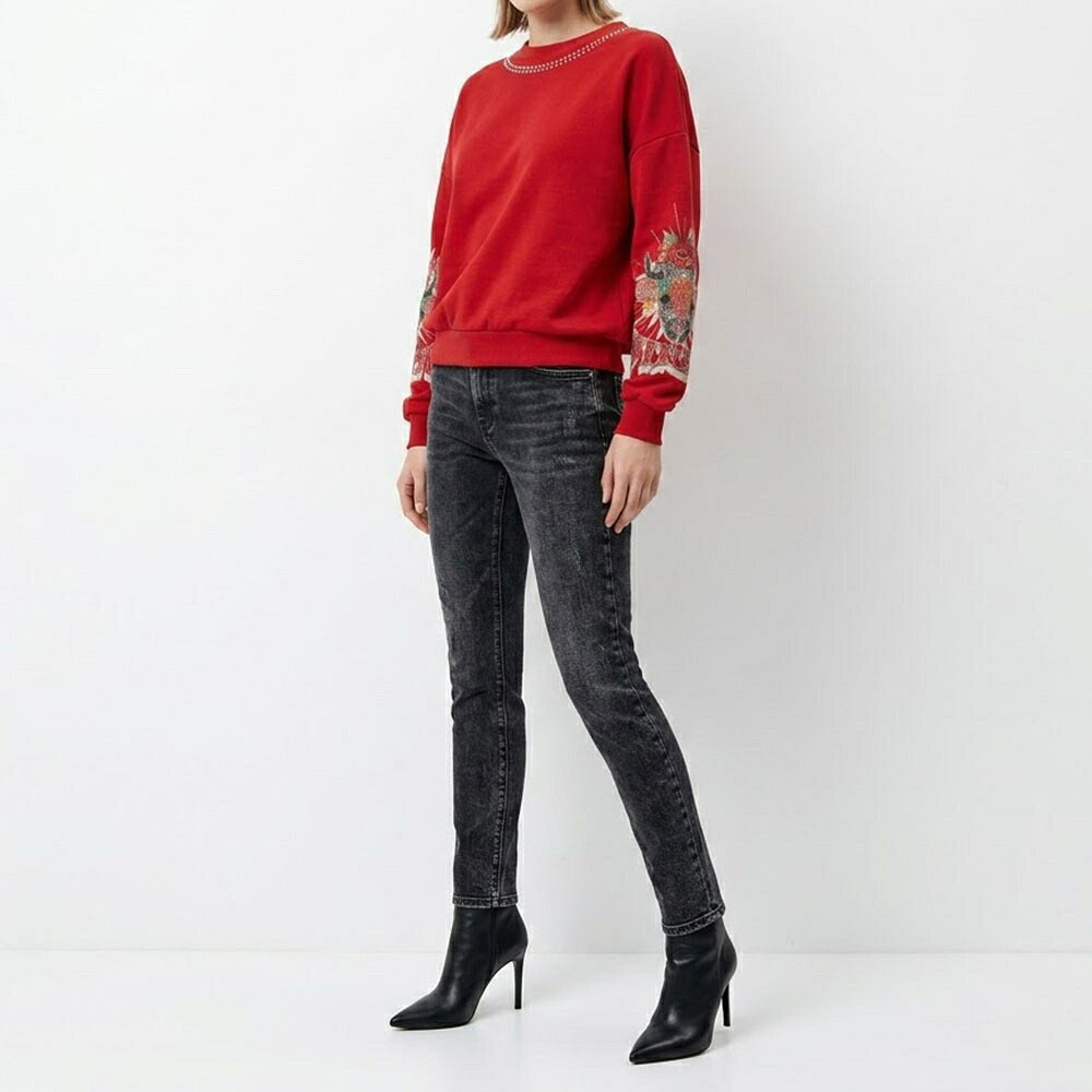 PINKO ピンコ レディース トップス スウェット・トレーナー レッド スタッズ プリント オーバーサイズ 1G15BK-Y54B
