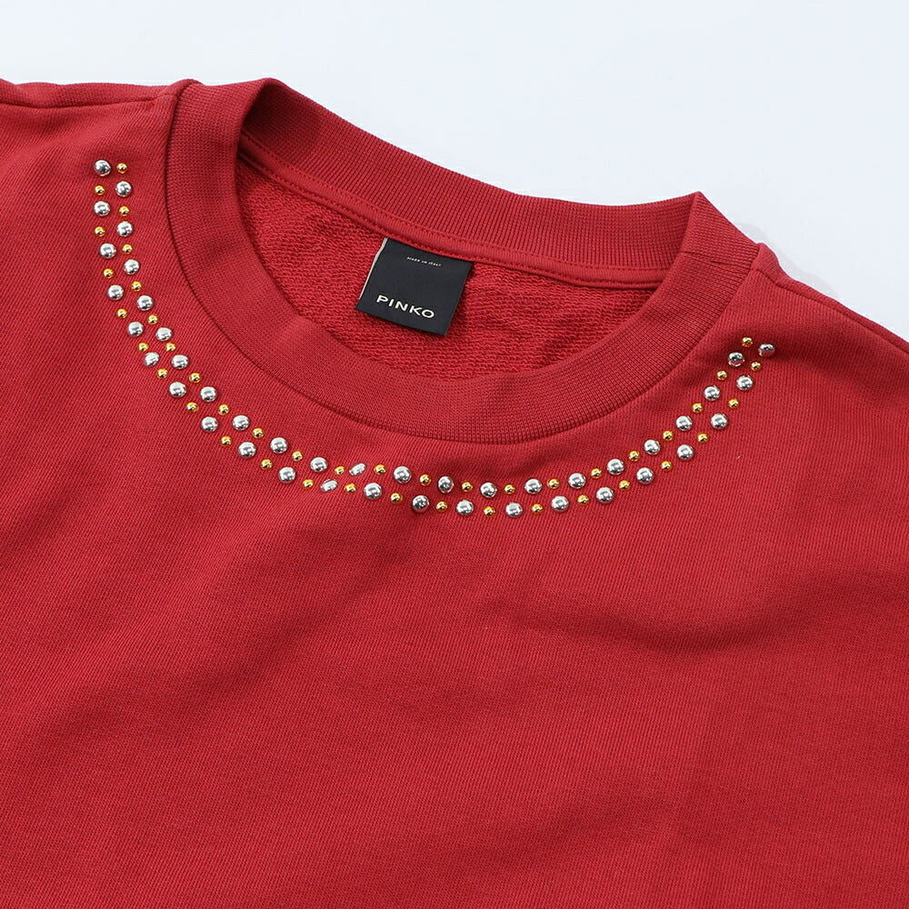 PINKO ピンコ レディース トップス スウェット・トレーナー レッド スタッズ プリント オーバーサイズ 1G15BK-Y54B