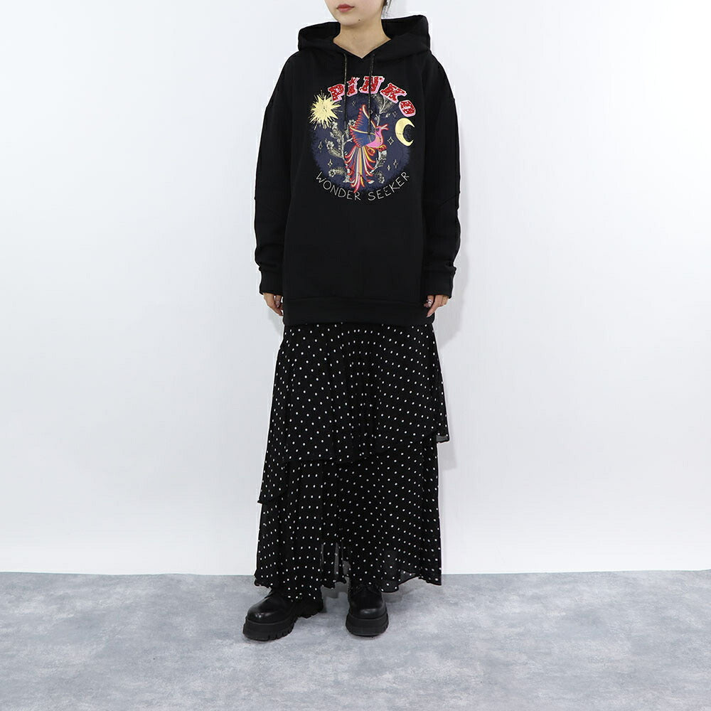 PINKO ブラック グラフィックプリント スウェットパーカー 1G15BQ-Y54B