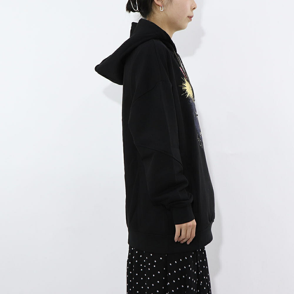 PINKO ブラック グラフィックプリント スウェットパーカー 1G15BQ-Y54B