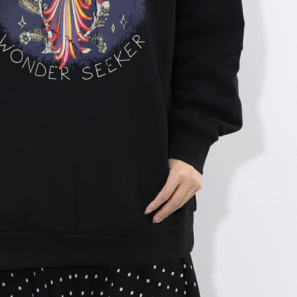 PINKO ブラック グラフィックプリント スウェットパーカー 1G15BQ-Y54B