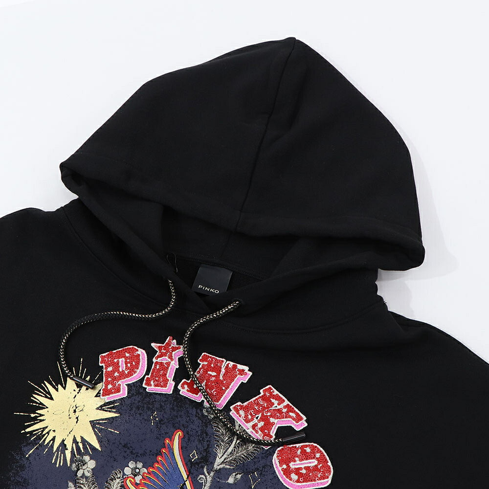 PINKO ブラック グラフィックプリント スウェットパーカー 1G15BQ-Y54B