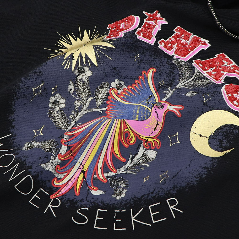 PINKO ブラック グラフィックプリント スウェットパーカー 1G15BQ-Y54B