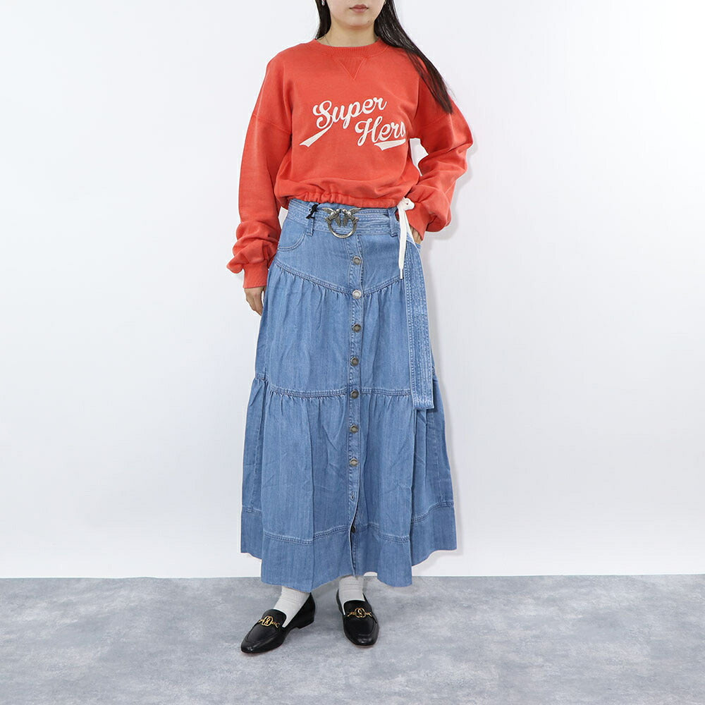 PINKO スウェット  オレンジ 裏起毛 クロップド丈 1G16LR-Y7E7